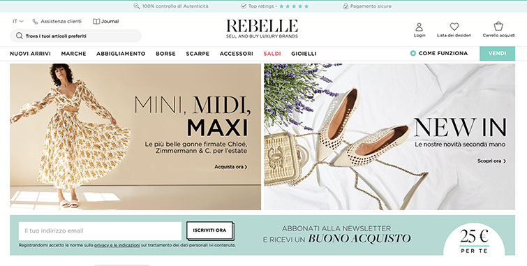  Pagina web di uno dei siti dove acquistare vestiti di marca a poco prezzo