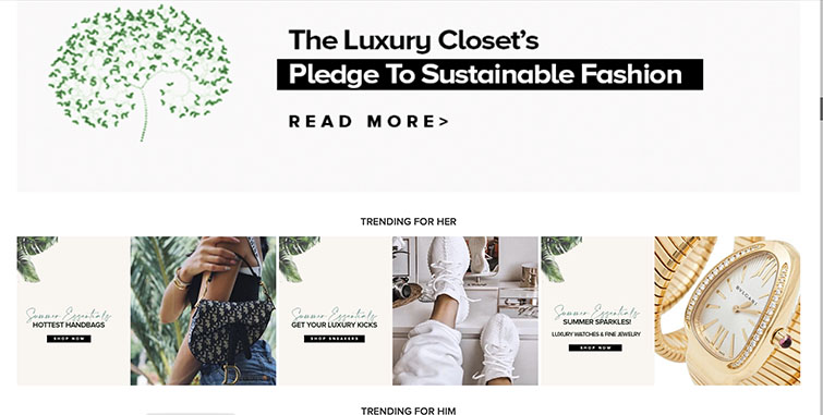 Homepage di un sito di abbigliamento firmato a poco prezzo online